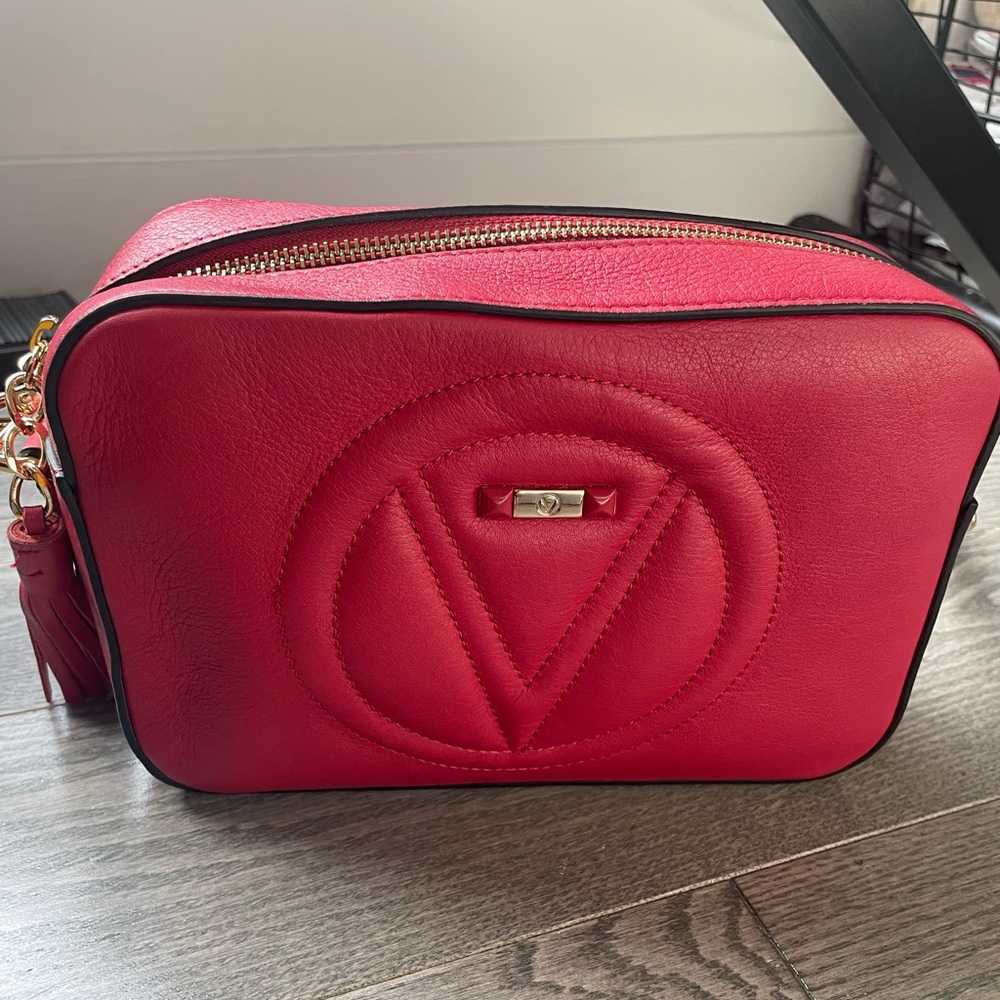 Valentino red leather cross body bag